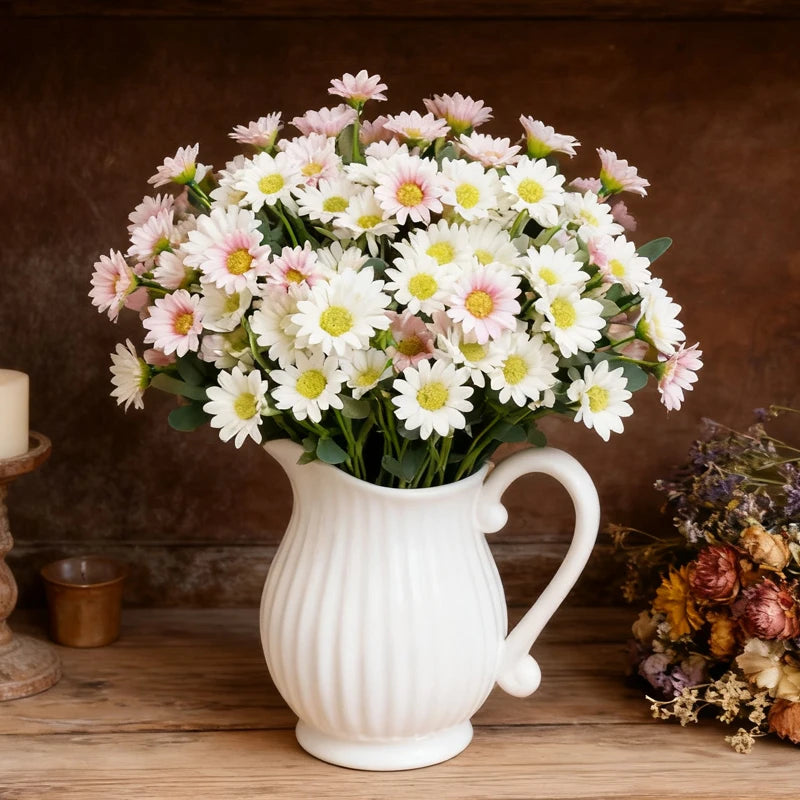 21-Head Faux Silk Daisy Bouquet – Artificial Flowers for Home Décor Artificial Flower Bouquet Babs