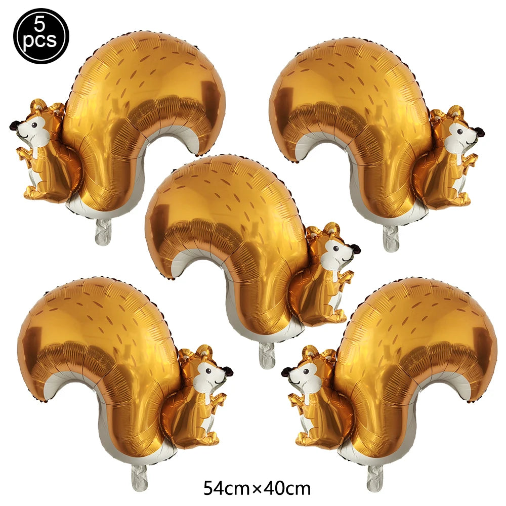 5-Piece Thanksgiving Foil Balloon Set – Maple Leaf, Acorn & Squirrel Party Foil Balloons Babs Camouflage As show