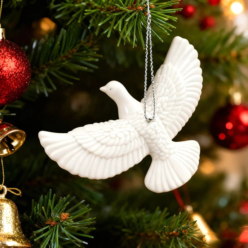 Resin White Dove Christmas Ornaments – Xmas Tree Pendants Christmas Tree Ornament Babs