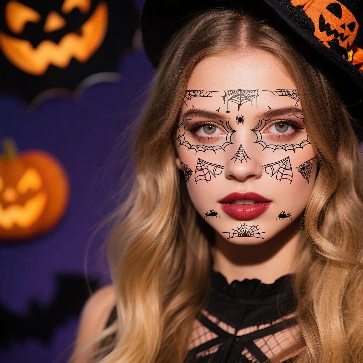 Halloween Spider Web Temporary Tattoo Stickers – Waterproof Temporary Tattoo Stickers Babs