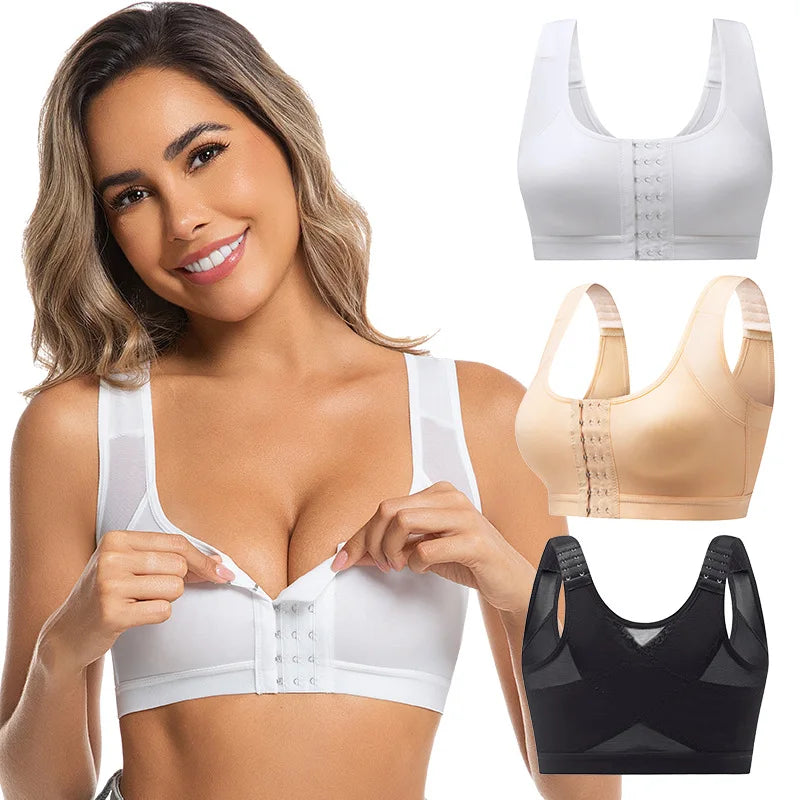 Plus Size Front Closure Wire-Free Bra – Full Coverage Bralette Front Closure Bralette Babs