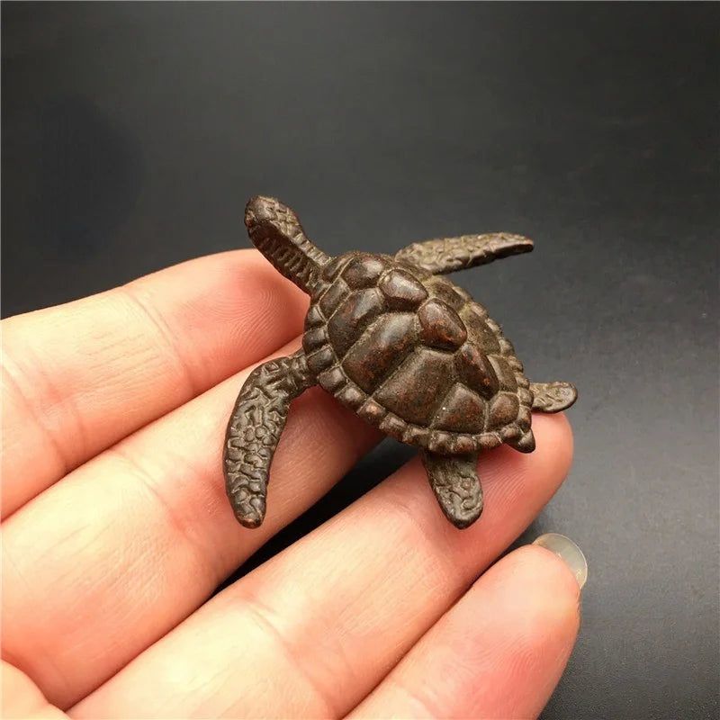 Vintage Brass Turtle Figurine – Copper Sea Animal Desk Ornament Decorative Figurine Babs
