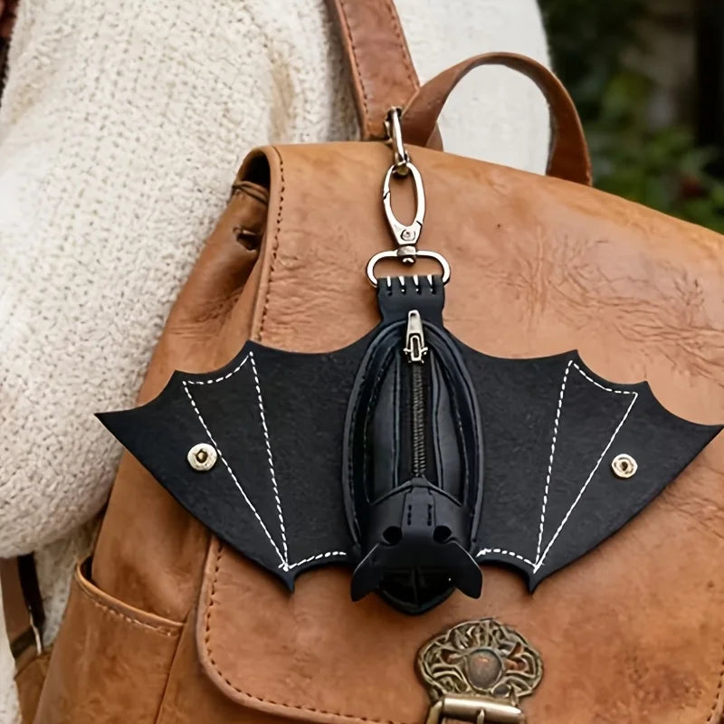 Halloween Bat Wallet Keychain – Mini PU Zipper Bag Pendant Wallet Keychain Babs