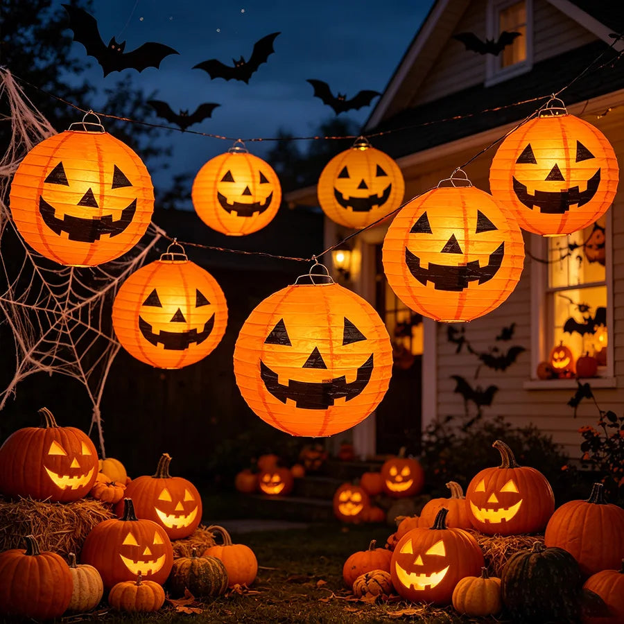 6-Piece Halloween Pumpkin Paper Lanterns – Hanging Decorations Halloween Paper Lanterns Babs
