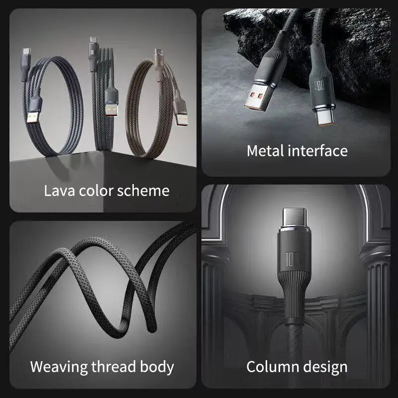 USB to USB-C Braided Cable – 6A 100W Fast Charging & Data Sync USB-C Charging Cable Babs