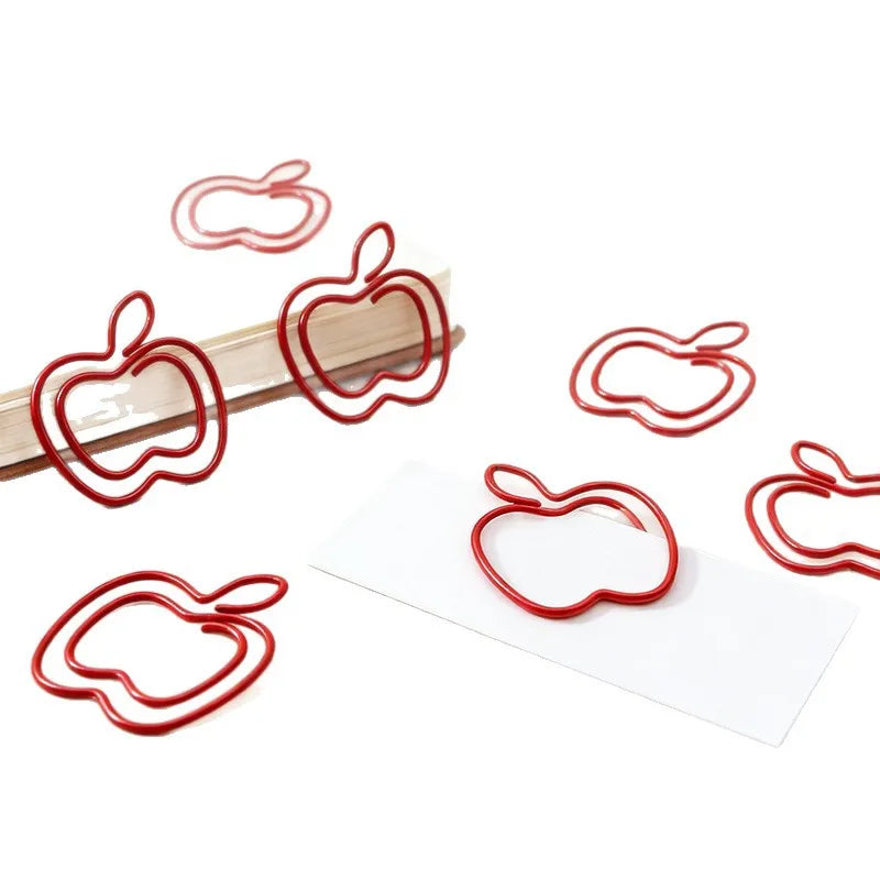 20pcs Apple Shaped Paper Clips – Cute Colored Binder Clips Shaped Paper Clips Babs