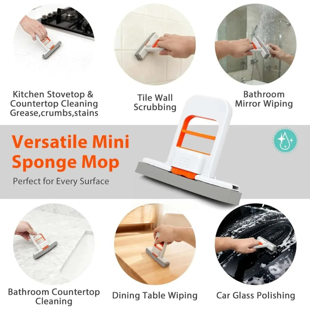Mini No-Touch Self-Cleaning Sponge Mop – Kitchen & Bathroom Handheld Sponge Mop Babs