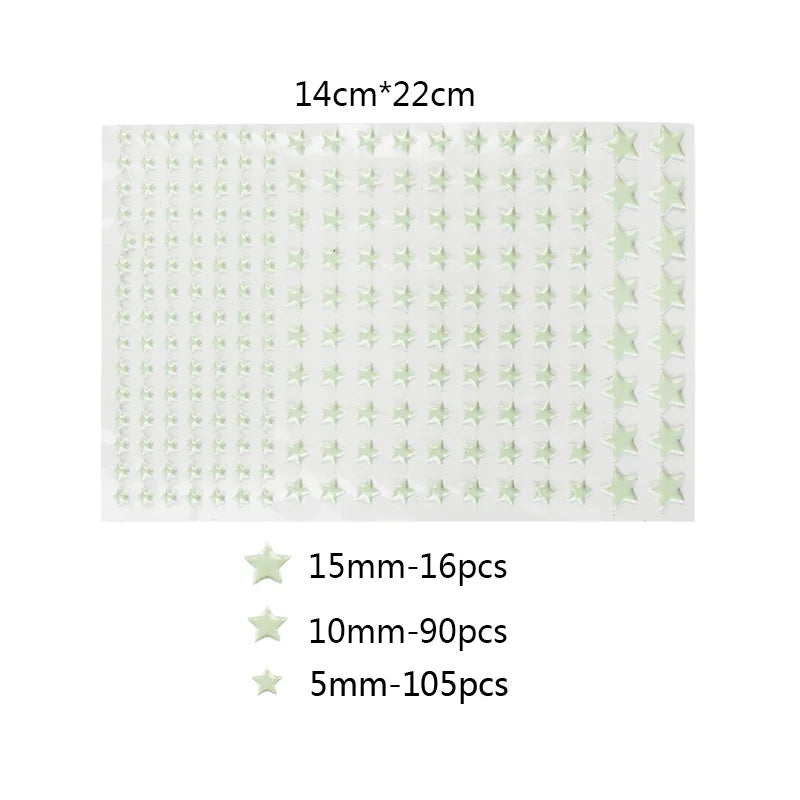Glow in the Dark 3D Star & Dot Wall Stickers for Kids Room Wall Decal Stickers Babs 211pcs stars