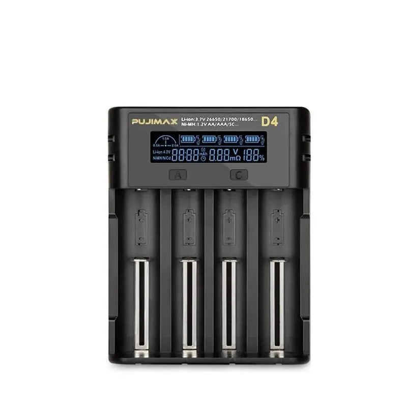 Alasicka 18650 4-Slot LCD Fast Battery Charger | Li-ion & NiMH Battery Charger Babs