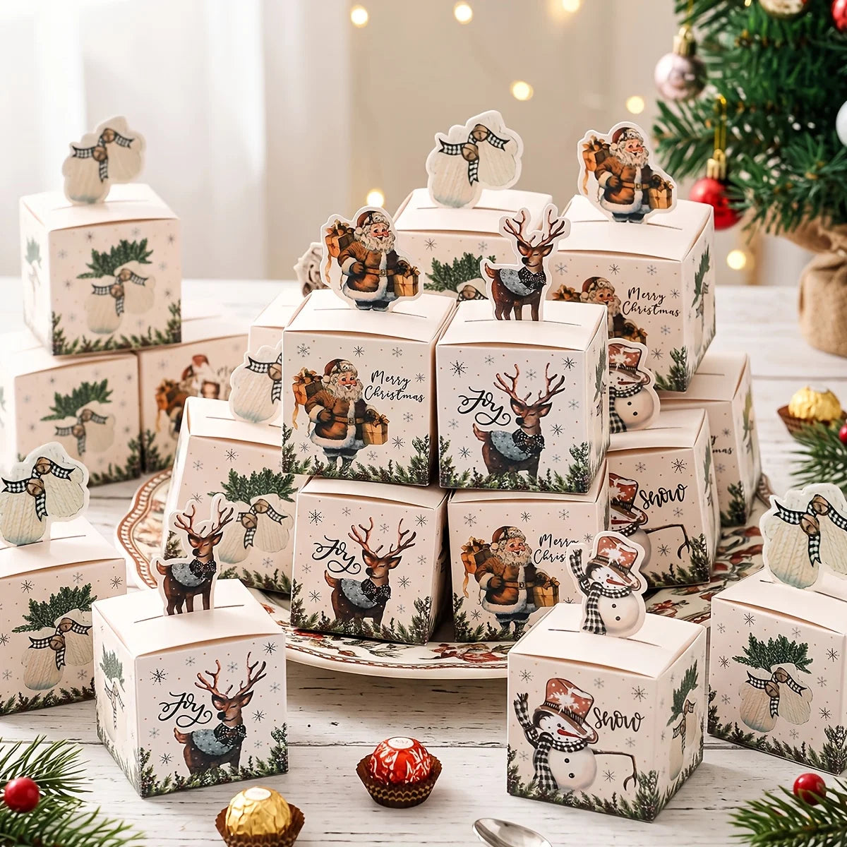 24pcs Gingerbread Man 3D Kraft Paper Christmas Candy Gift Boxes Holiday Gift Boxes Babs