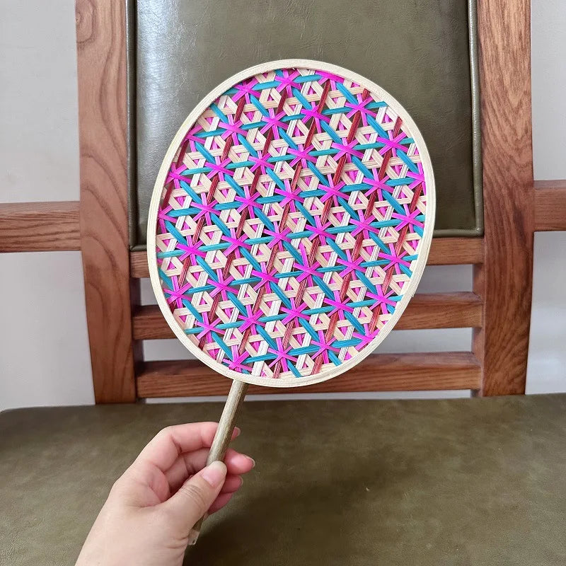 Colorful Handmade Bamboo Woven Fan – Ethnic Style Décor Decorative Hand Fan Babs C