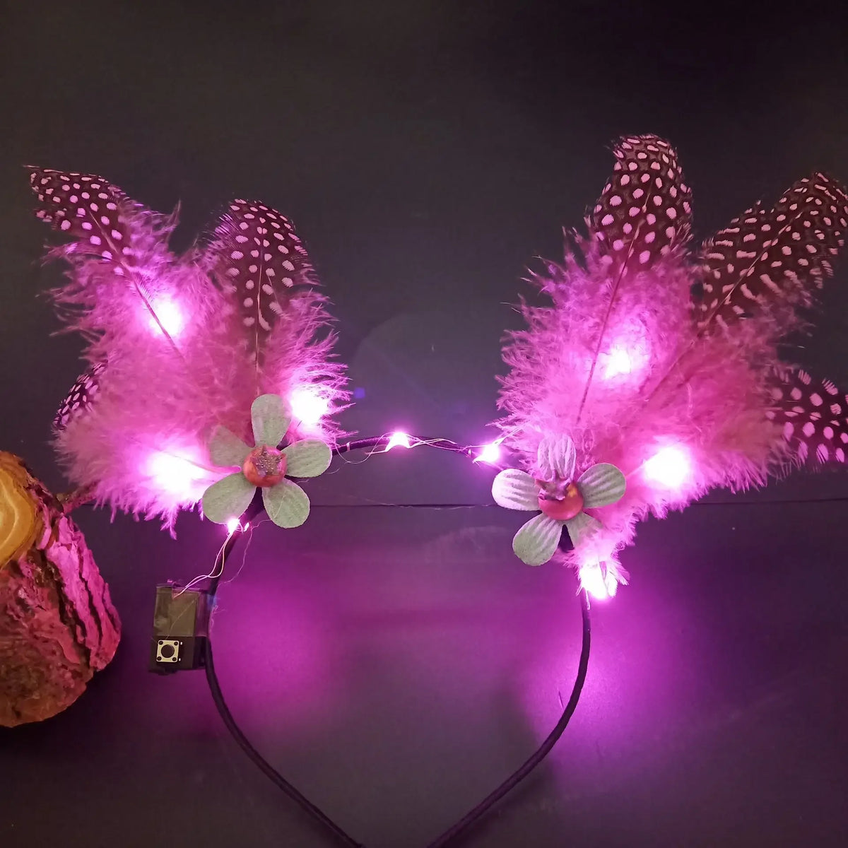 LED Reindeer Antler Headband – Deer Ear Flower Party Hairband LED Party Headband Babs