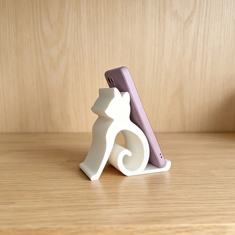 Cute Cat Phone Holder Stand for Desk, Bed, Car & Tablet Phone Holder Stand Babs WHITE