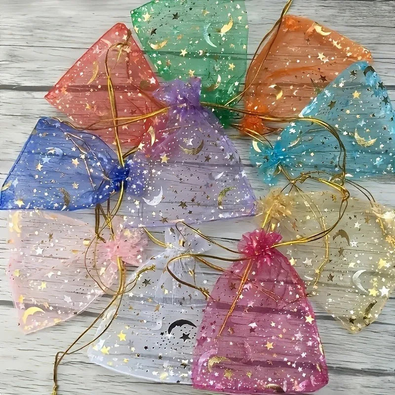 100pcs Organza Gift Bags Star Moon Hot Stamp – Jewelry & Candy Organza Gift Bags Babs