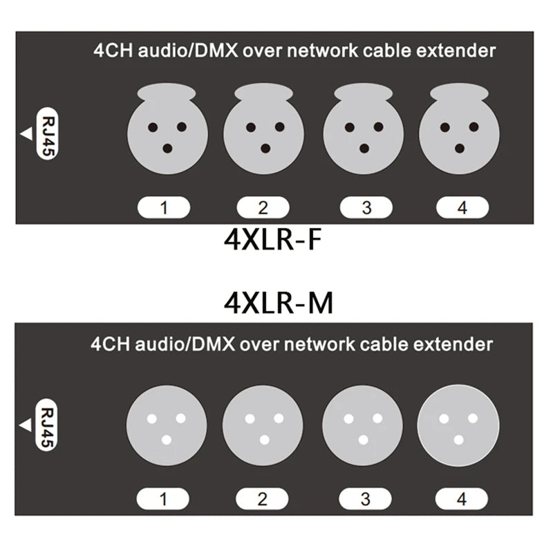 4-Channel XLR & DMX512 Network Cable Extender Pair Audio Signal Extender Babs