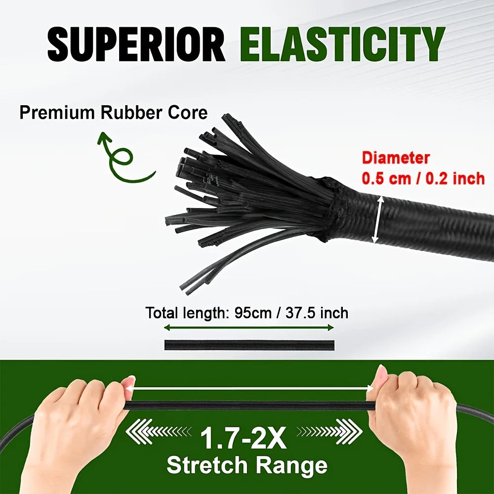 5-Pack Heavy-Duty Elastic Bungee Ropes with Hooks & Straps Bungee Strap Set Babs