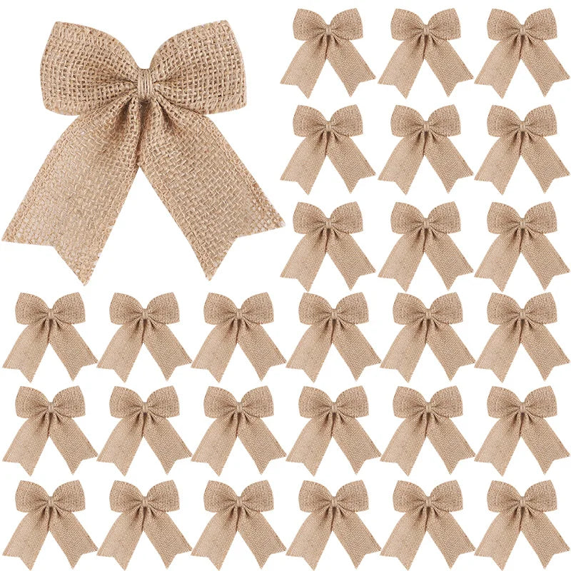 Natural Burlap Jute Bows – Wedding, Christmas & Party Decor Party Decor Bows Babs Brown 5Pcs