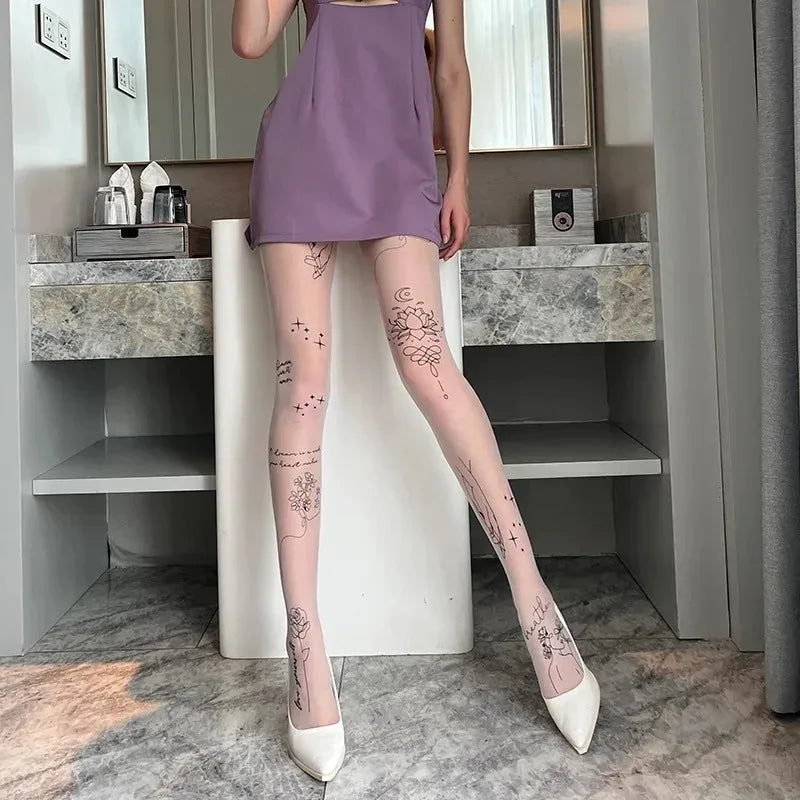 Women's Patterned Black Tights – Floral Print Pantyhose Patterned Pantyhose Tights Babs