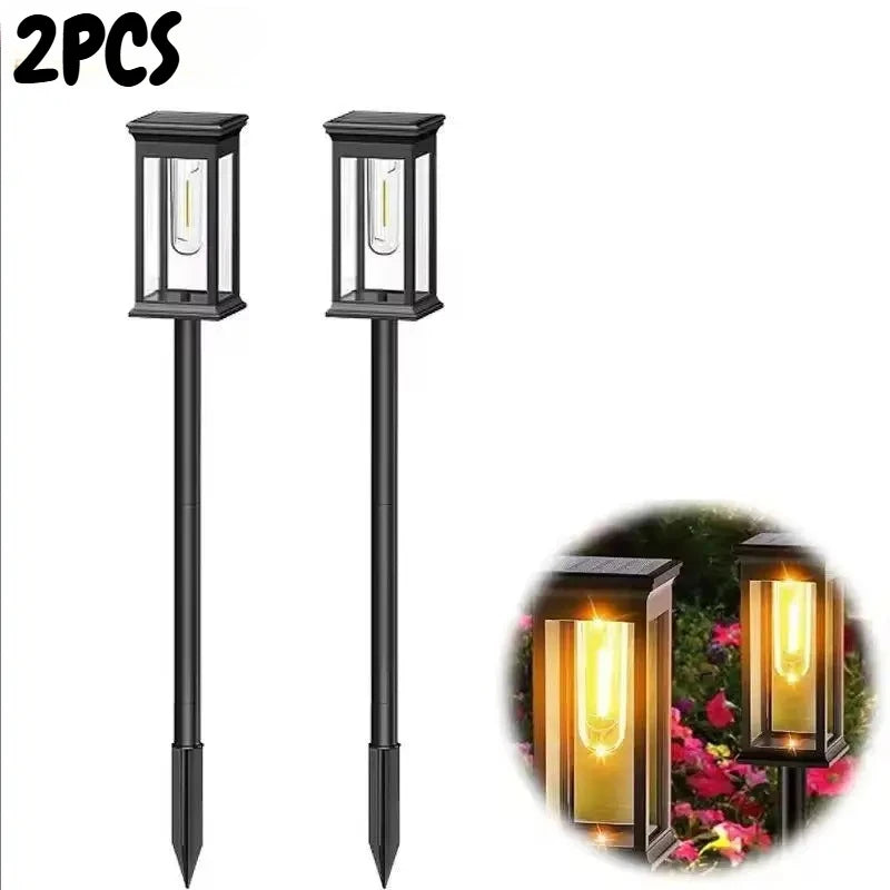 Solar Garden Spike Lights – Vintage Edison Bulb Outdoor Pathway Solar Pathway Light Babs Warm-2PCS