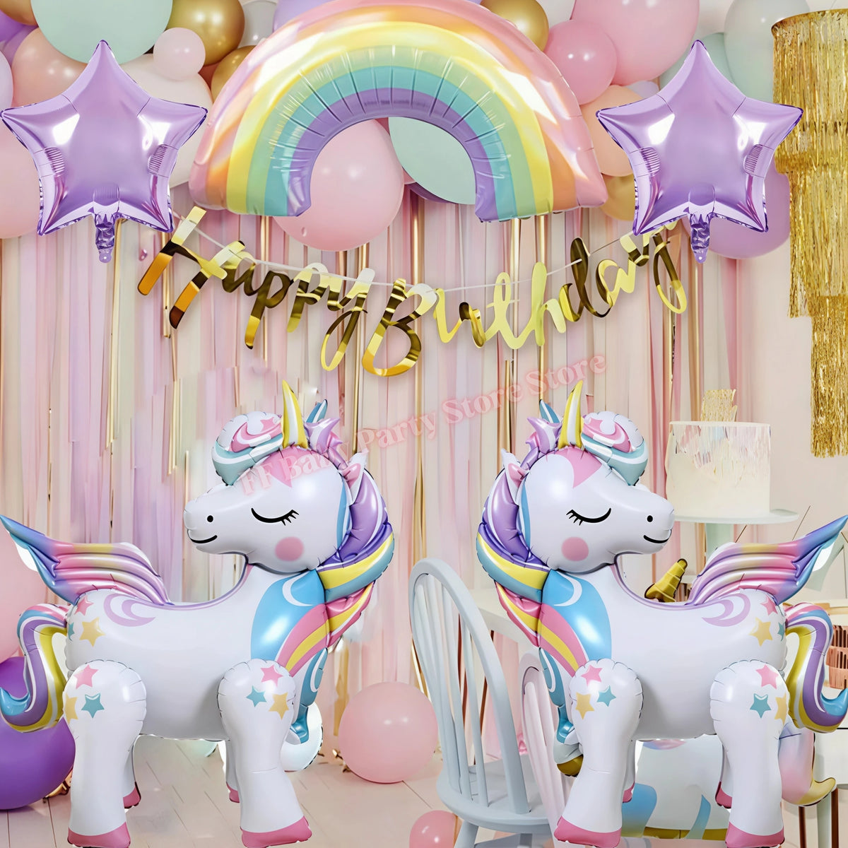 Girls Unicorn Birthday Party Decorations – 3D Balloons & Supplies Party Decoration Set Babs