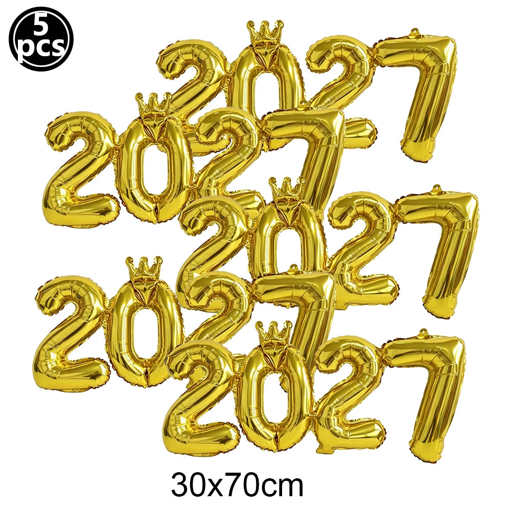2027 New Year Foil Balloon Set – Gold, Silver & Champagne Party Foil Balloons Babs Camouflage As pictures show
