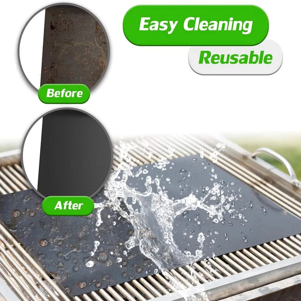 Non-Stick BBQ Grill Mat 40x33cm – Reusable Heat-Resistant Baking Mat BBQ Grill Mat Babs