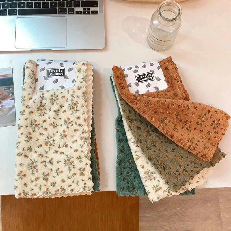 4-Pack Flower Dishwashing Cloths – Quick-Dry Reusable Cleaning Rags Cleaning Cloths Babs