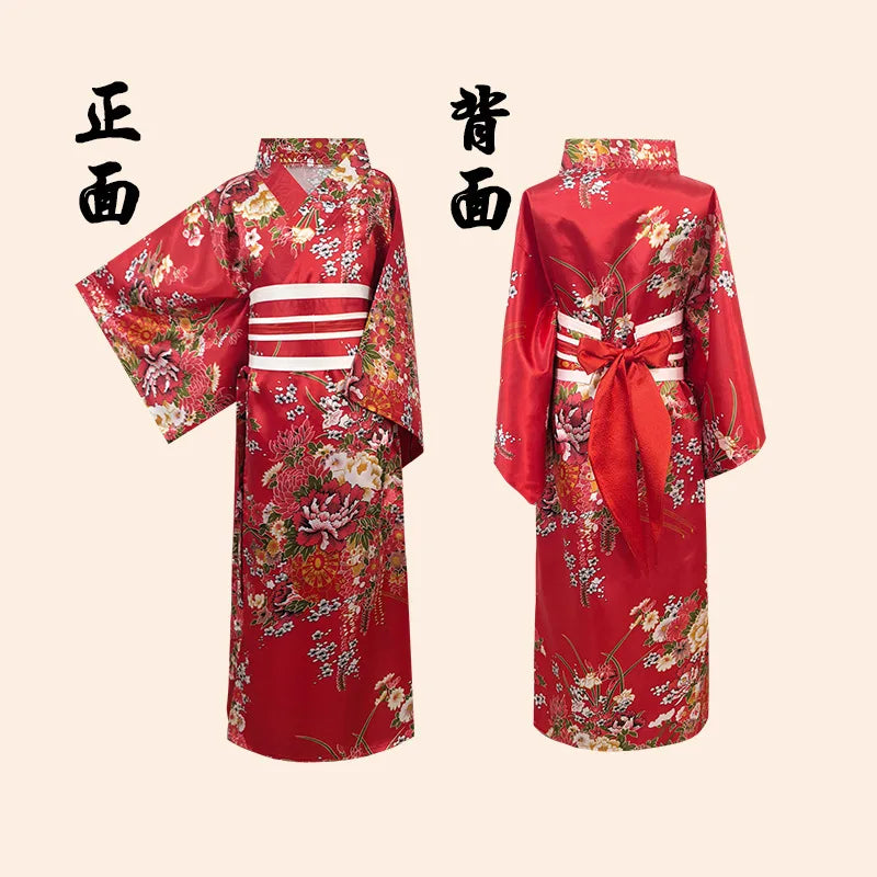 Children's Floral Japanese Kimono Yukata Cosplay Costume Yukata Costume Set Babs