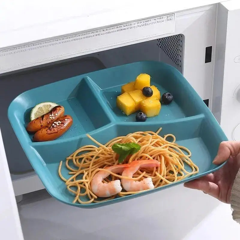 3-Grid Divided Dining Plate – Dishwasher & Microwave Safe PP Divided Dining Plate Babs