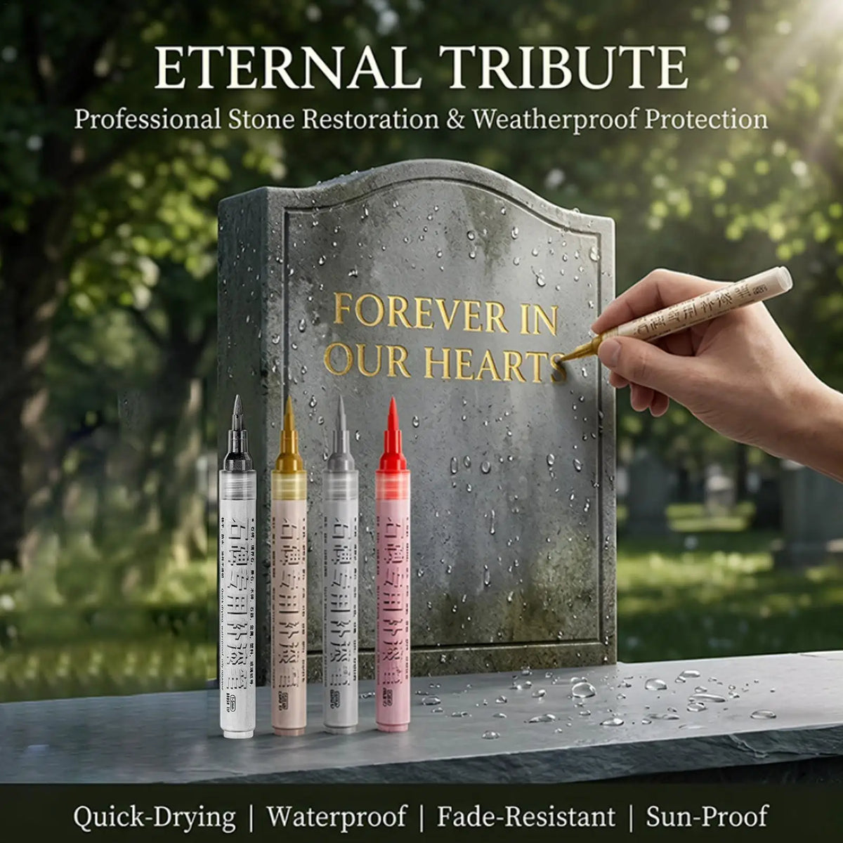 Tombstone Marker Pen – Waterproof Fade-Resistant 12 Colors Stone Paint Marker Babs