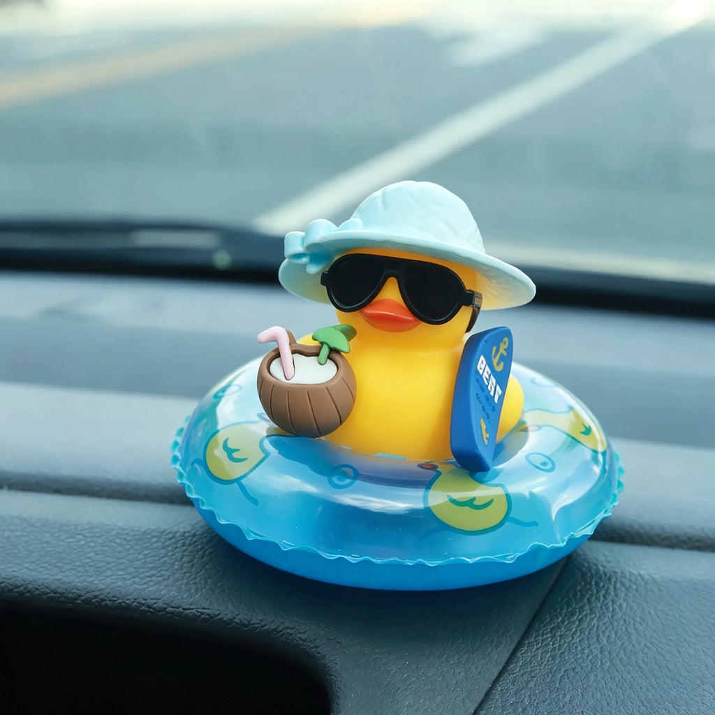 Tropical Rubber Duck Car Ornament – Beach Duck Dashboard Decor Car Dashboard Ornament Babs