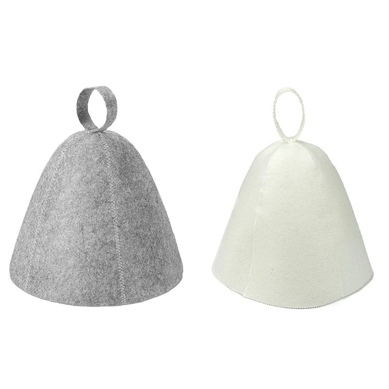 Men's Wool Felt Sauna Hat – Heat Retention & Hair Protection Sauna Hat Babs 2pcs-Grey White