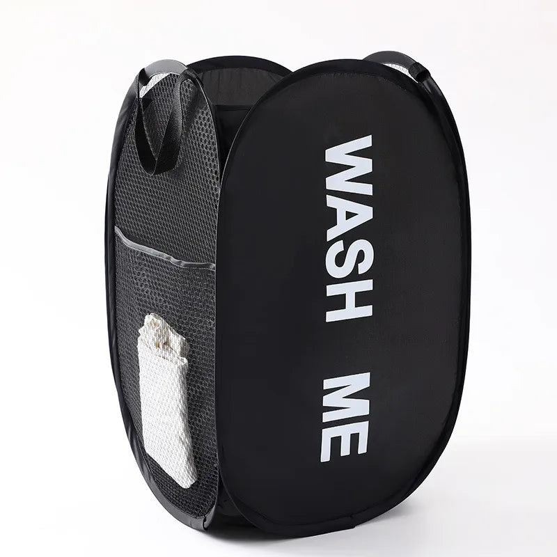 Foldable Double-Sided Laundry Bag Basket – Dorm & Bedroom Storage Laundry Storage Basket Babs black