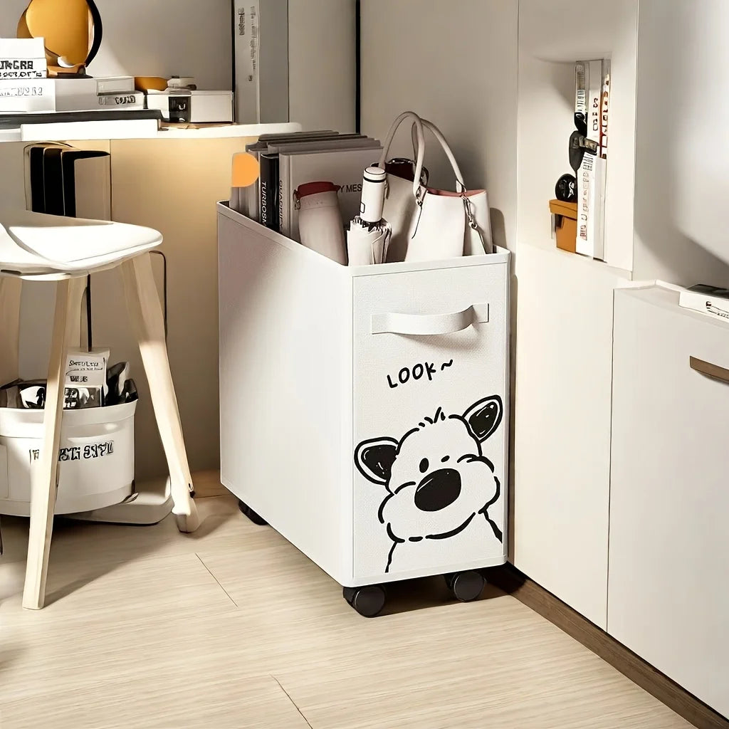 Under Desk Rolling Cart | Oxford Cloth Storage Baskets & Wheels Rolling Storage Cart Babs Beige Puppy