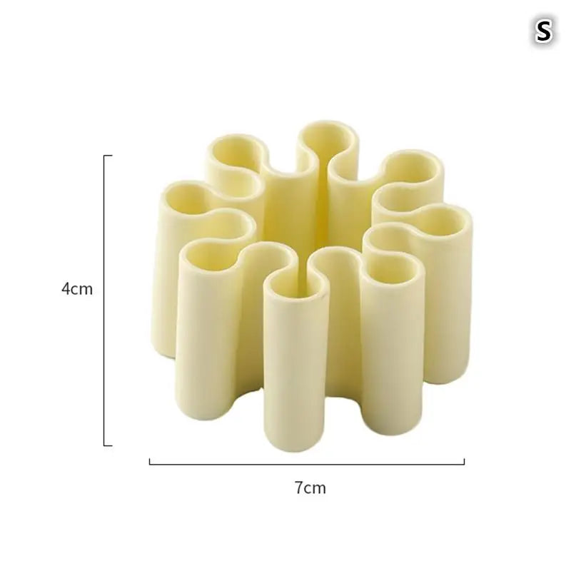 Silicone Wave Pen Holder | Desktop Brush & Pencil Organizer Desktop Pen Organizer Babs Small Yellow