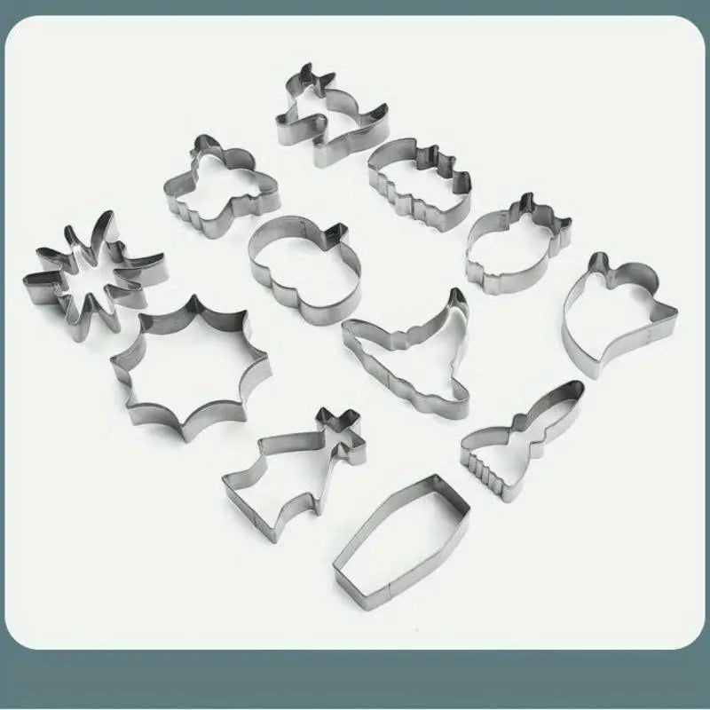 12-Pc Halloween Cookie Cutters Stainless Steel Baking Set Cookie Cutter Set Babs