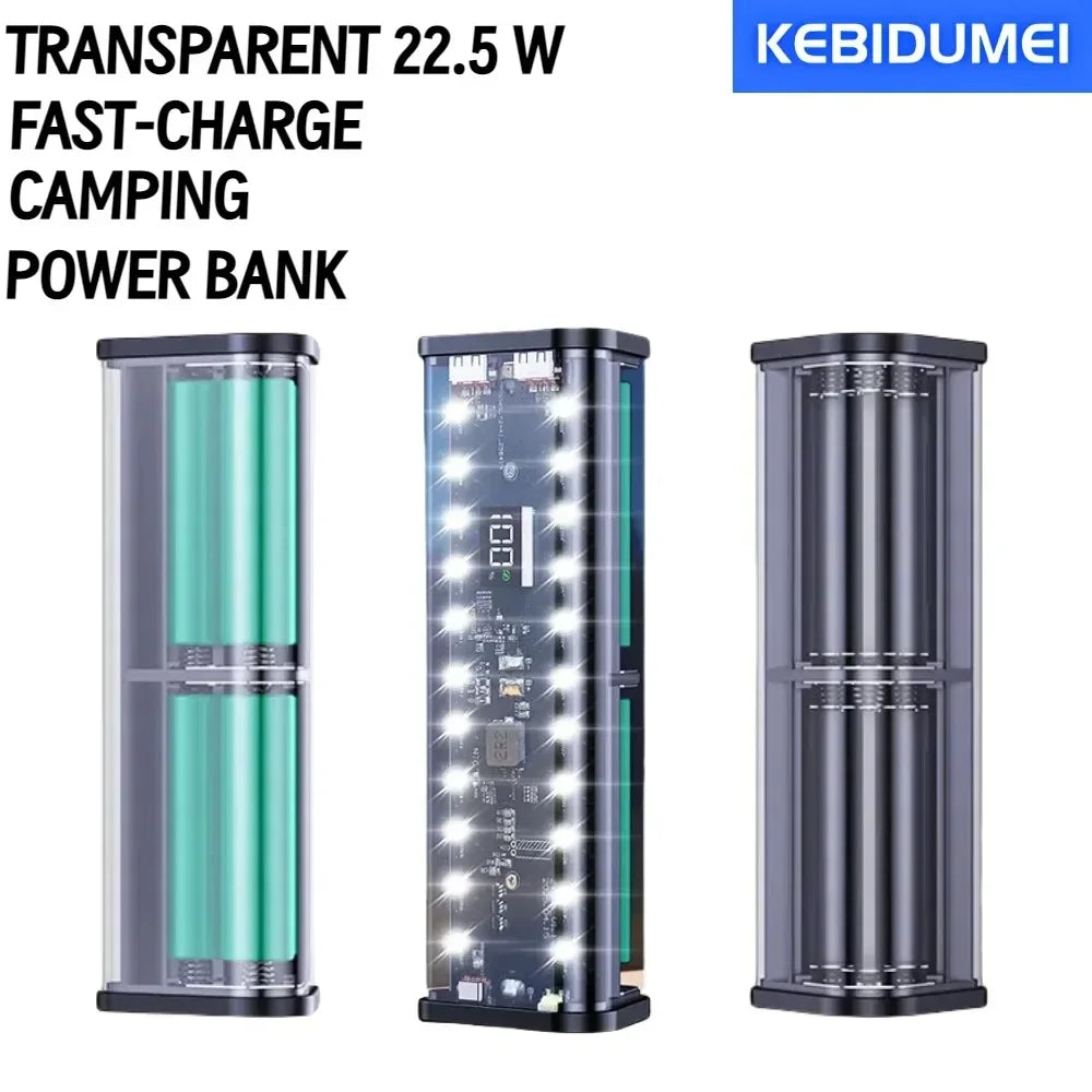 KEBIDUMEI 6×18650 Power Bank Case 22.5W Fast Charging USB-C Power Bank Case Babs