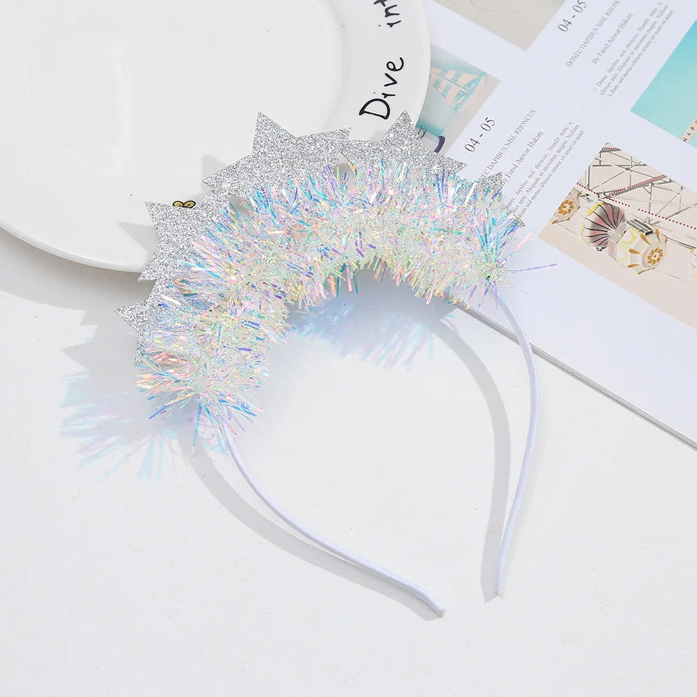 Sparkly Tinsel Pom-Pom Party Headbands for Kids – 12 Pack Party Headband Set Babs 6