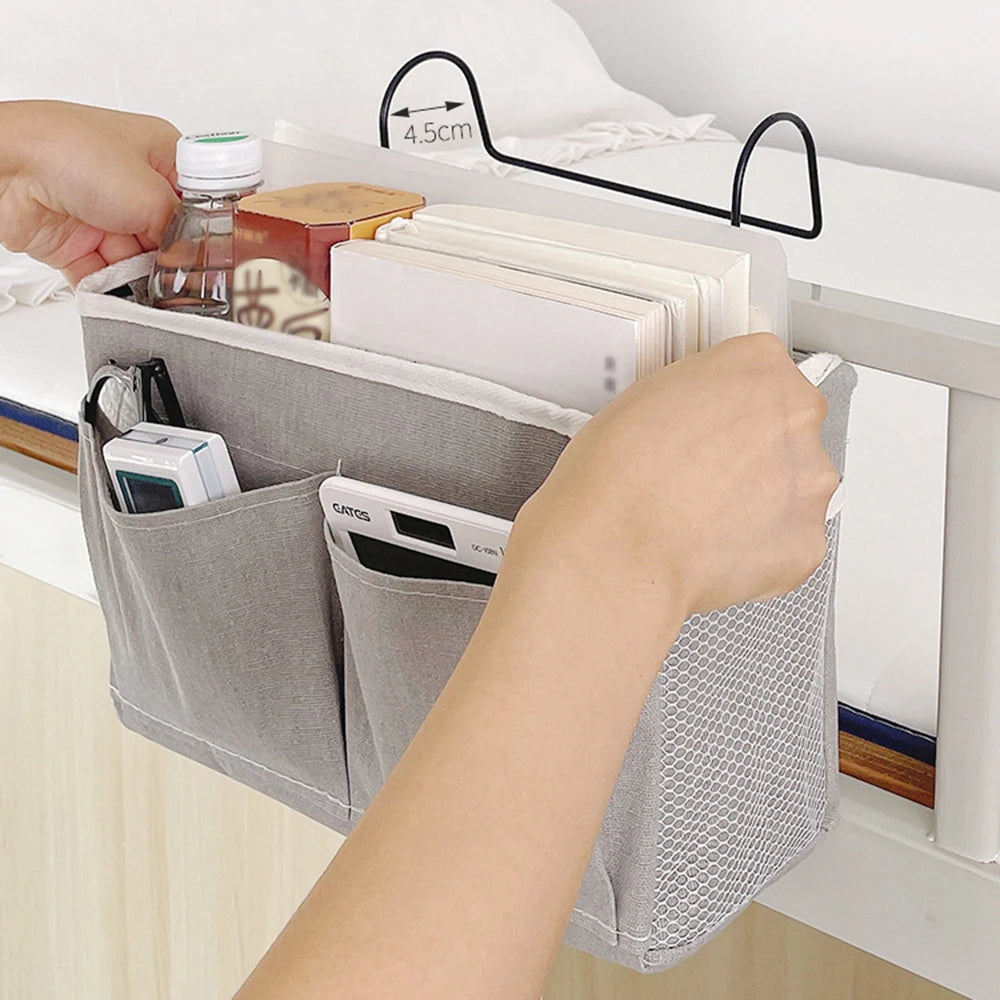 HOMEFISH Bedside Hanging Storage Basket – Dormitory Organizer Hanging Storage Basket Babs