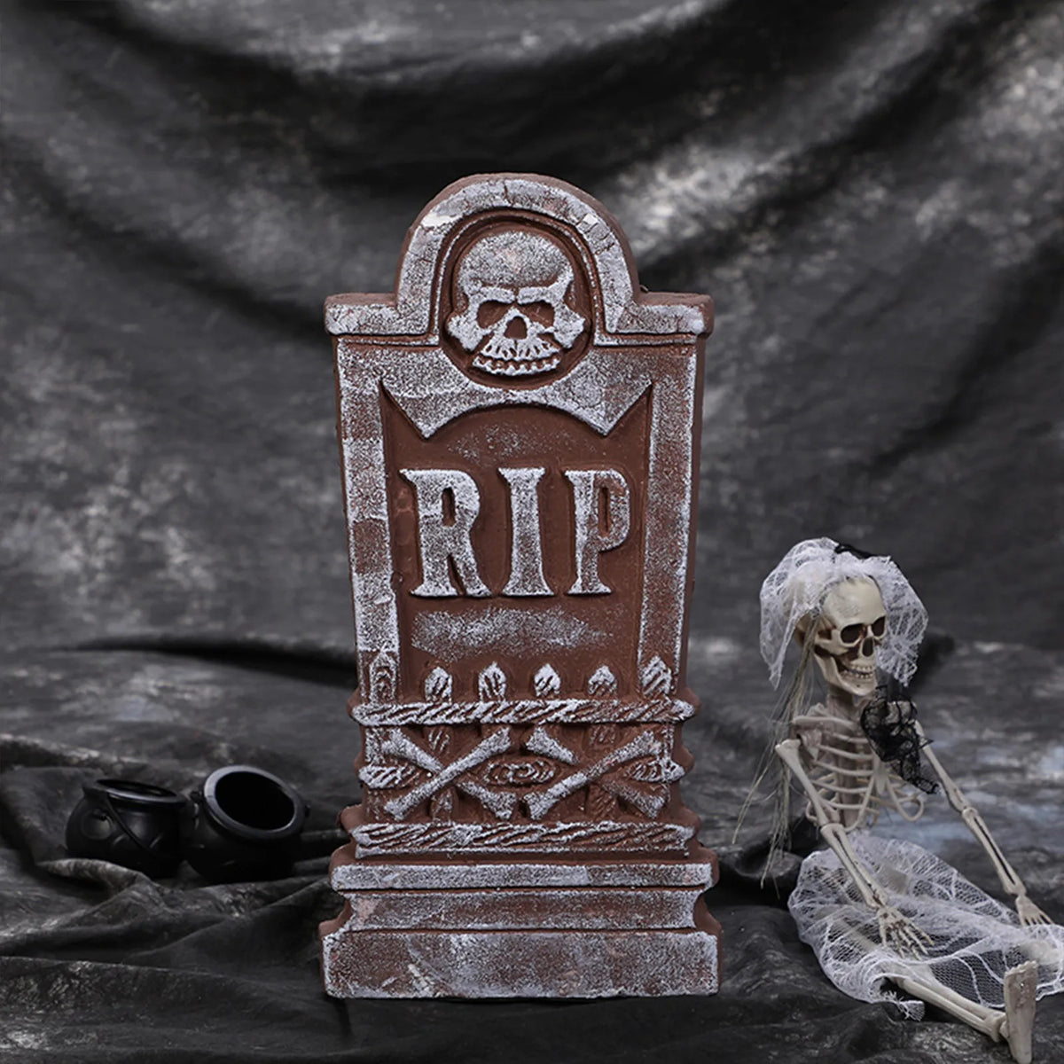 Mini Halloween Tombstone Skull Cemetery DIY Garden Ornaments Halloween Decor Ornaments Babs