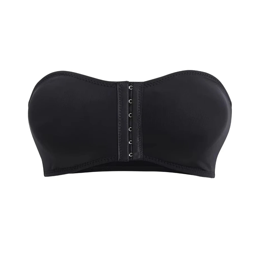 Women's Plus Size Strapless Front Closure Push Up Bralette Strapless Bralette Babs Black S