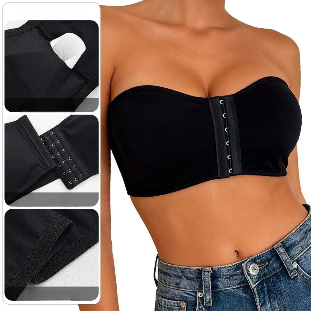 Women's Plus Size Strapless Front Closure Push Up Bralette Strapless Bralette Babs