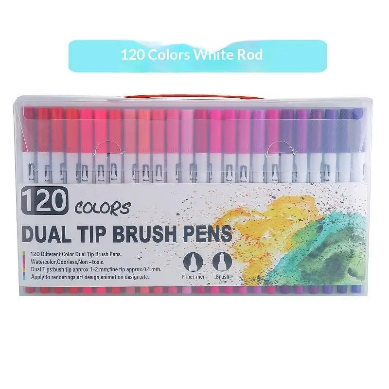 36-Color Soft Tip Brush Pens – Washable Water-Based Markers Watercolor Brush Pens Babs 120colors wite