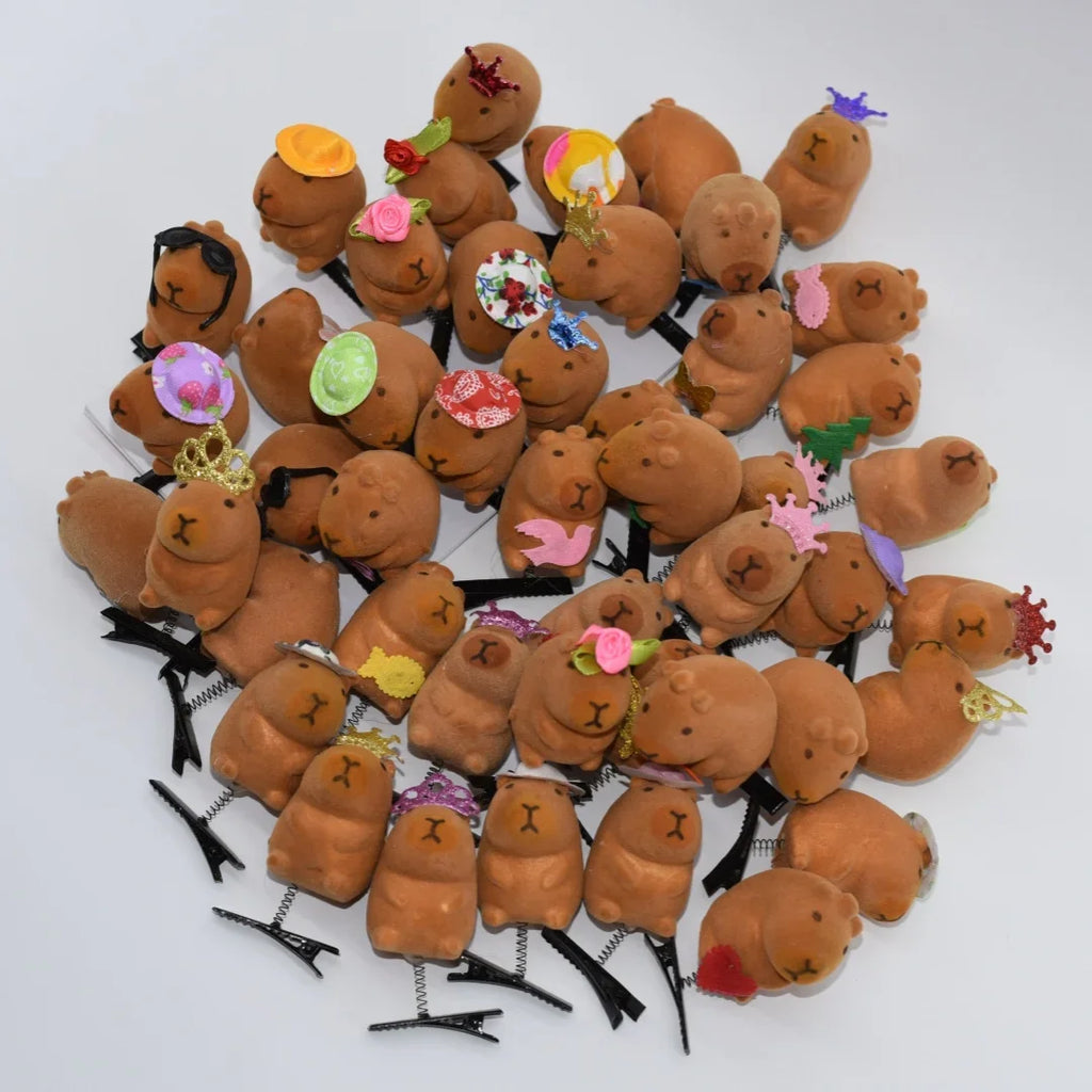 Kawaii 3D Capybara Bow Duckbill Hairpin Clips – 10–100 Pack Kawaii Hair Clips Babs