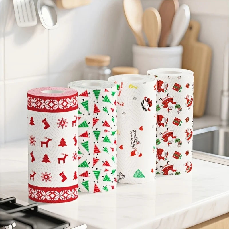 Christmas Print Paper Towel Rolls – 48 Sheets, Highly Absorbent Holiday Paper Towels Babs