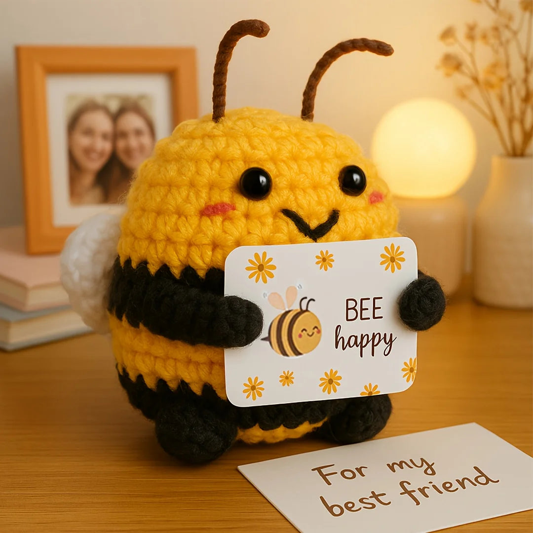 Hand-Knit Bee Doll – Keychain, Bag Charm & Home Decor Knit Plush Doll Babs 1pc