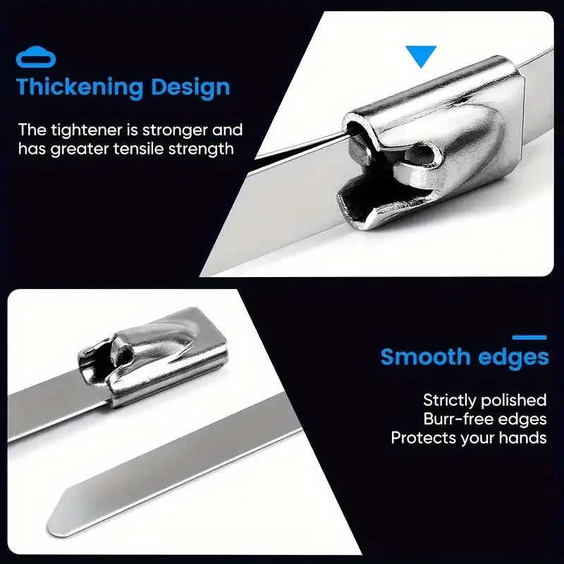 Heavy Duty Stainless Steel Zip Ties – Self-Locking Cable Straps Metal Cable Ties Babs
