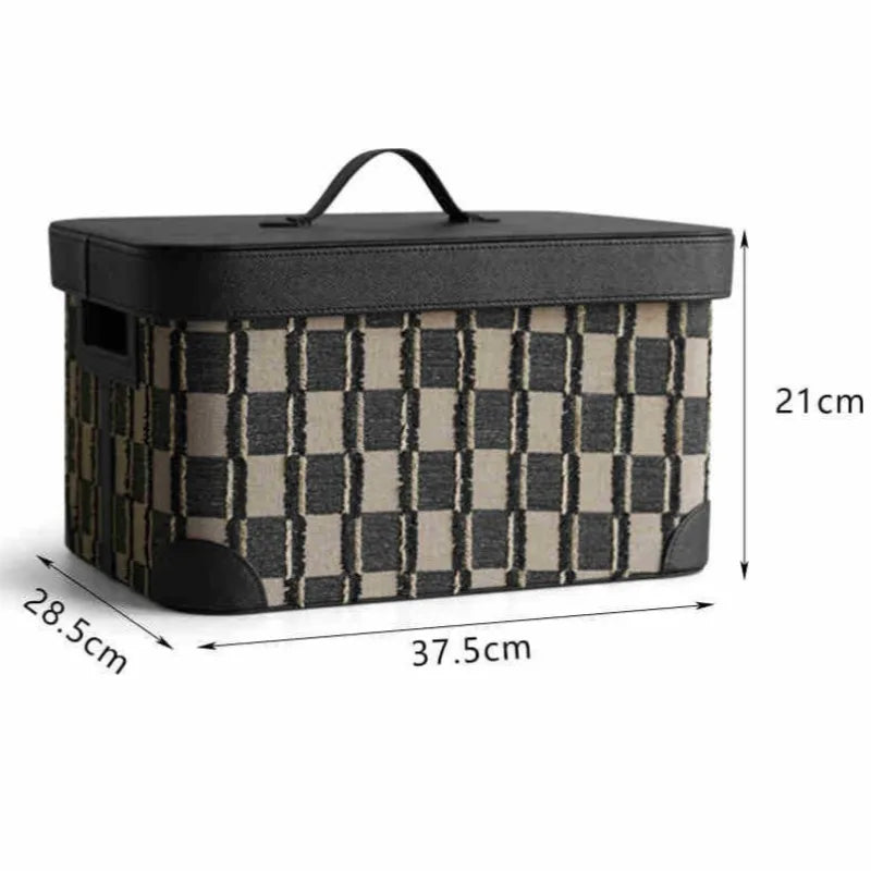Large Leather Storage Box with Lid – Retro Luxury Organizer Leather Storage Box Babs Black-Small