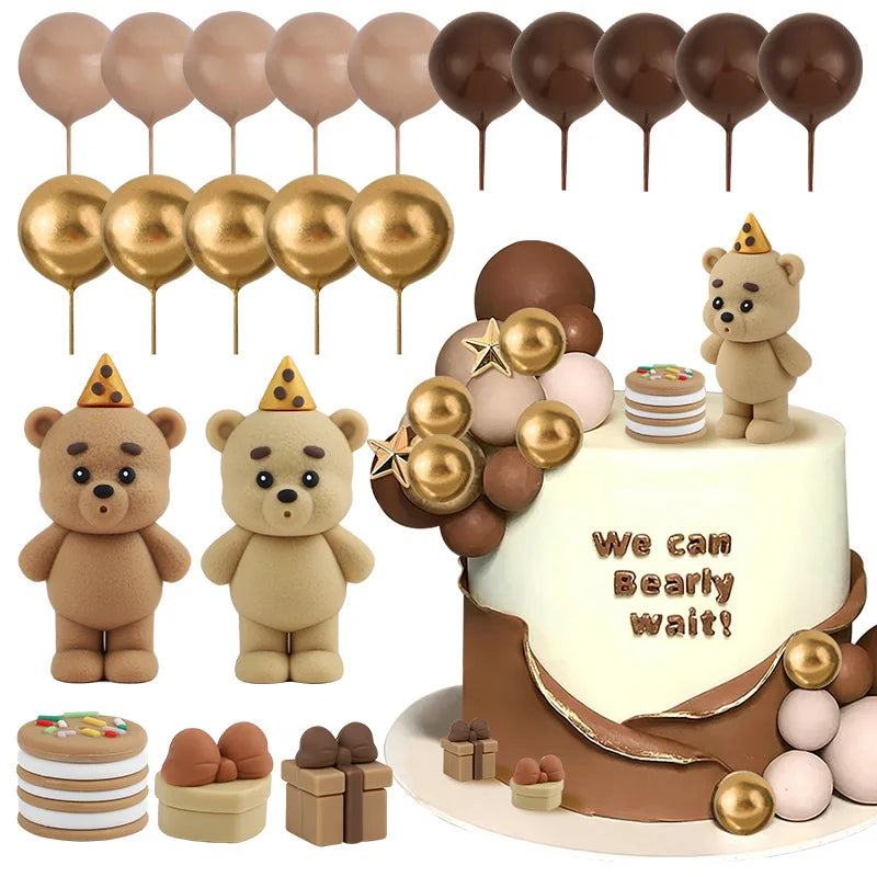 19-Piece Teddy Bear Cake Toppers – Birthday & Baby Shower Set Cake Topper Set Babs