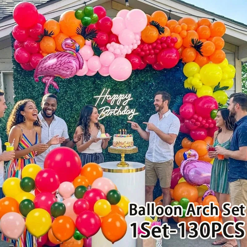 130PCS Flamingo Balloon Arch Kit – Pink Gold Tropical Party Set Balloon Arch Kit Babs